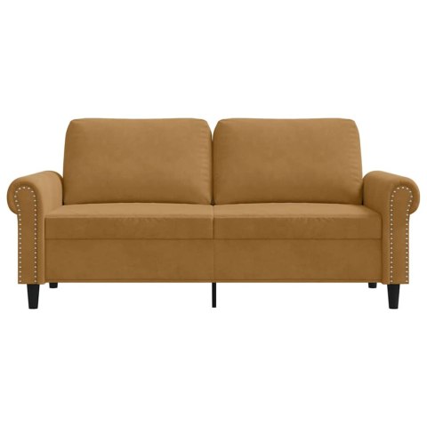 Sofa 2-osobowa, brązowa, 140 cm, tapicerowana aksamitem