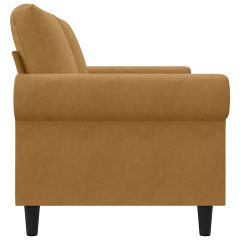 Sofa 2-osobowa, brązowa, 140 cm, tapicerowana aksamitem