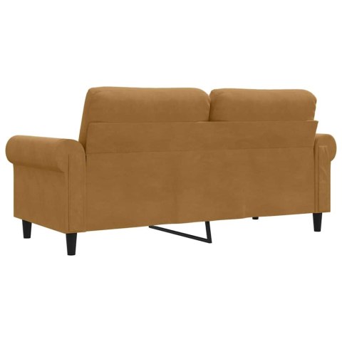 Sofa 2-osobowa, brązowa, 140 cm, tapicerowana aksamitem