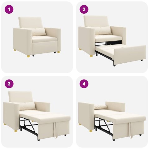 Rozkładana sofa jednoosobowa Kremowy biały 90 x 165 x 87 cm