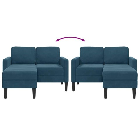 Sofa 2-osobowa z leżanką w kształcie litery L, niebieska