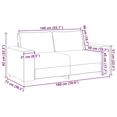 Sofa dwuosobowa, czerwono-pomarańczowa, 180x77x82 cm