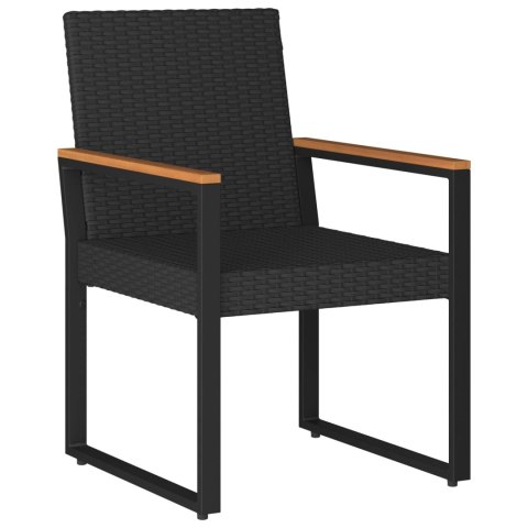 Zestaw Mebli Ogrodowych z poduszką 4 pcs Czarny polirattan