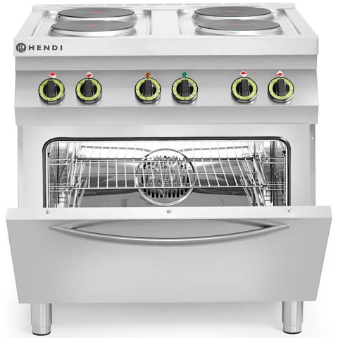 Kuchnia elektryczna 4 płyty z piekarnikiem konwekcyjnym GN1/1 Kitchen Line - Hendi 225936
