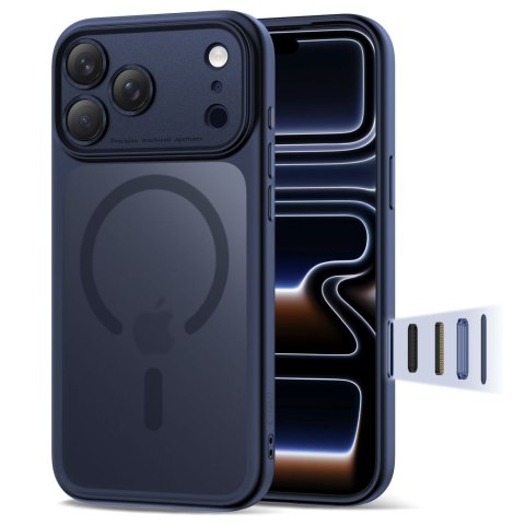 Etui pokrowiec na iPhone 17 Pro Max Magpeak Magsafe CC - granatowy mat