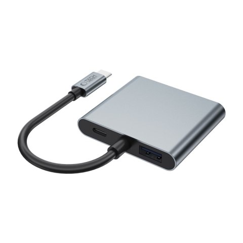 HUB adapter 4w1 USB-C USB-A 2x HDMI 4K 60HZ - szary