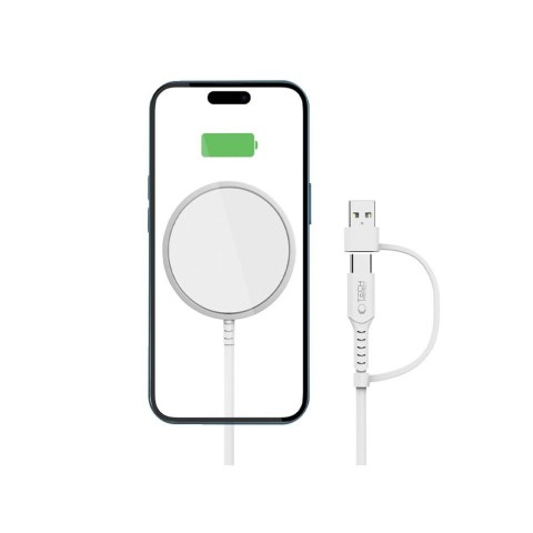 Ładowarka bezprzewodowa magnetyczna do smartfona QI15W-A44 MagSafe - biała