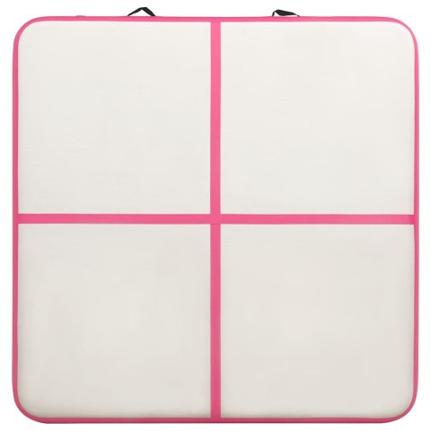 Mata gimnastyczna z pompką, 200x200x15 cm, PVC, różowa