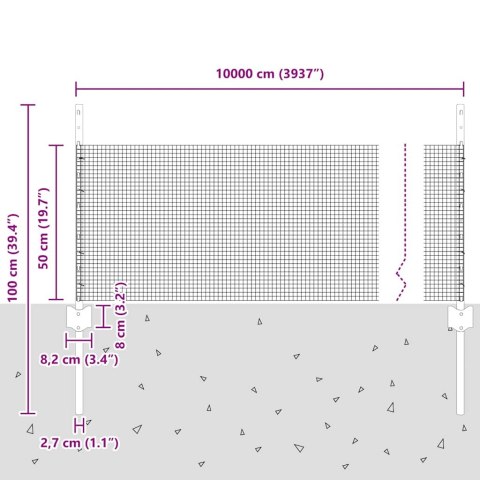 Ogrodzenie z słupkiem Srebrny 0,5 x 100 m Stal