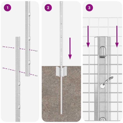 Ogrodzenie z słupkiem Srebrny 1,4 x 50 m Stal