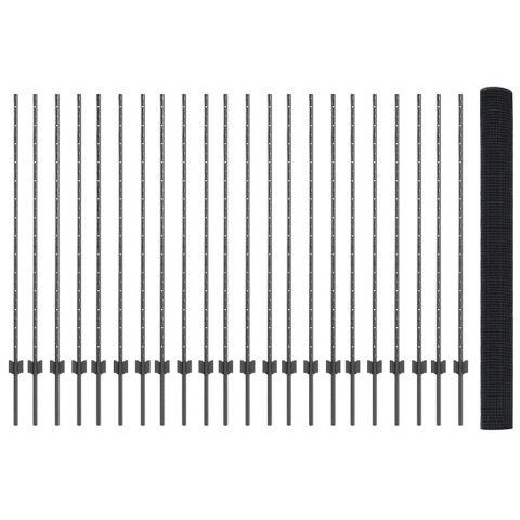 Ogrodzenie z słupkiem Szary 1,4 x 50 m Stal i PVC
