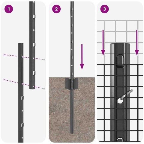 Ogrodzenie z słupkiem Szary 1,4 x 50 m Stal i PVC