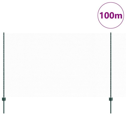 Ogrodzenie z słupkiem Zielony 1,4 x 100 m Stal i PVC
