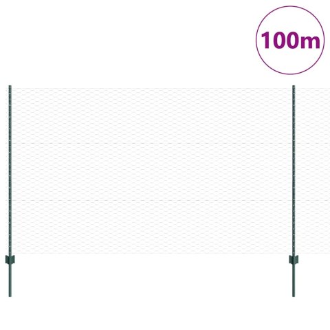 Ogrodzenie z słupkiem Zielony 1,4 x 100 m Stal i PVC