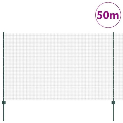 Ogrodzenie z słupkiem Zielony 1,5 x 50 m Stal i PVC