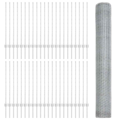 Ogrodzenie z słupkiem Srebrny 1 x 100 m Stal
