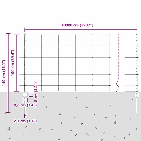 Ogrodzenie z słupkiem Srebrny 1 x 100 m