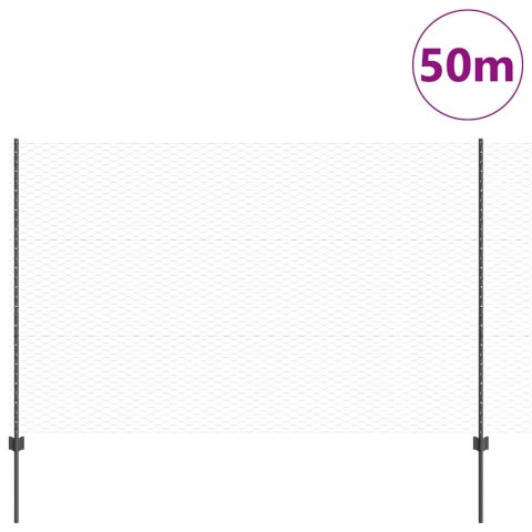 Ogrodzenie z słupkiem Szary 1,5 x 50 m Stal i PVC