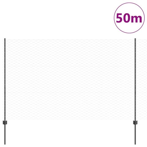 Ogrodzenie z słupkiem Szary 1,5 x 50 m Stal i PVC