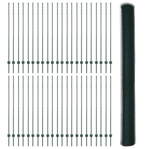 Ogrodzenie z słupkiem Zielony 1,6 x 100 m Stal i PVC