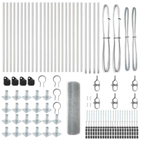 Słupek ogrodzeniowy. Srebrny 50 x 1 m (siatka 12 x 12 mm) Stal