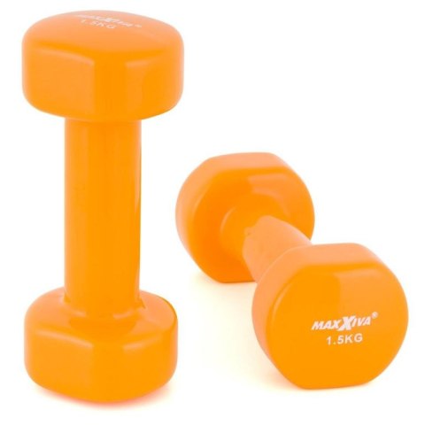 MAXXIVA Zestaw hantli winylowych 2 x 1,5 kg, pomarańczowy