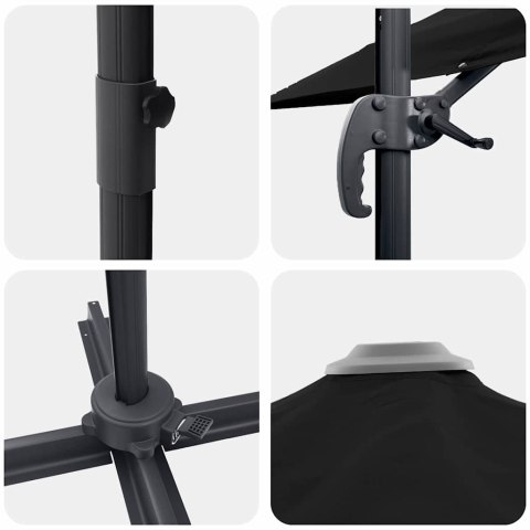 Parasol plażowy Czarny 351 x 250 x 260 cm Poliester i aluminium
