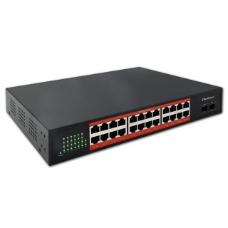 Switch niezarządzalny Qoltec przełącznik sieciowy Gigabit Ethernet | 24x RJ45 | 2x SFP | 1000 Mb/s