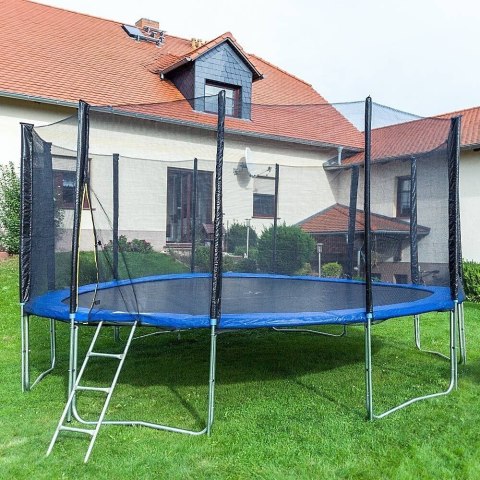 Trampolina ogrodowa 490 cm 16FT siatka drabinka 160 kg stabilna UV