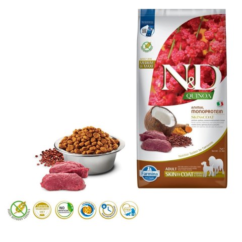 FARMINA N&D Quinoa Dog Skin&Coat Venison&Coconut Adult Medium&Maxi - sucha karma dla psa - 7 kg