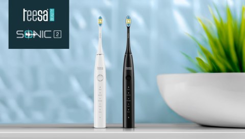 Soniczna szczoteczka do zębów TEESA SONIC 2 biała, 5 trybów pracy, etui podróżne , USB typ C
