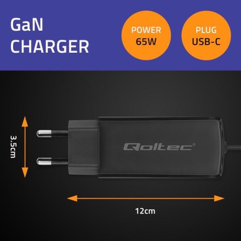 QOLTEC ŁADOWARKA SIECIOWA 65W GAN | 5-20V | 3-3.25A | USB 3.1