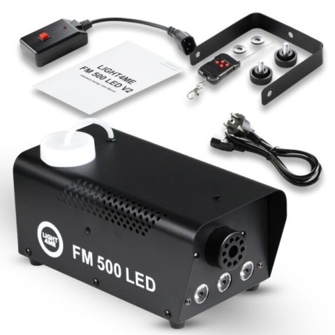 LIGHT4ME FM 500 LED V2 - Wytwornica dymu/mgły, pilot bezprzewodowy, moc 500W, efekt świetlny 3x1W RGB