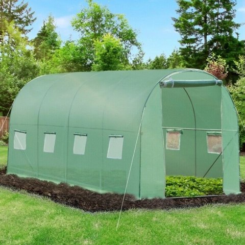 Szklarnia tunel ogrodowy foliowy 4x2x2 m 8 m² metalowy stelaż folia UV 2 wejścia