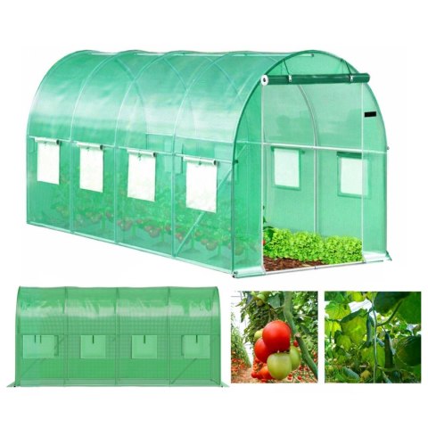 Szklarnia tunel ogrodowy foliowy 6x3x2 m 18 m² metalowy stelaż folia UV