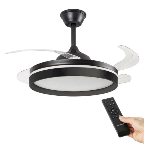Wentylator sufitowy z oświetleniem LED, 4 chowanymi łopatkami i pilotem InnovaGoods