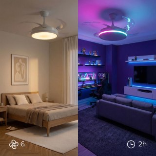 Wentylator sufitowy z oświetleniem LED RGB, 4 chowanymi łopatkami i pilotem InnovaGoods
