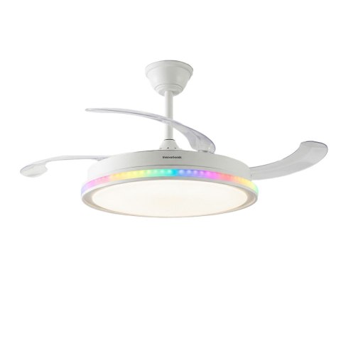 Wentylator sufitowy z oświetleniem LED RGB, 4 chowanymi łopatkami i pilotem InnovaGoods