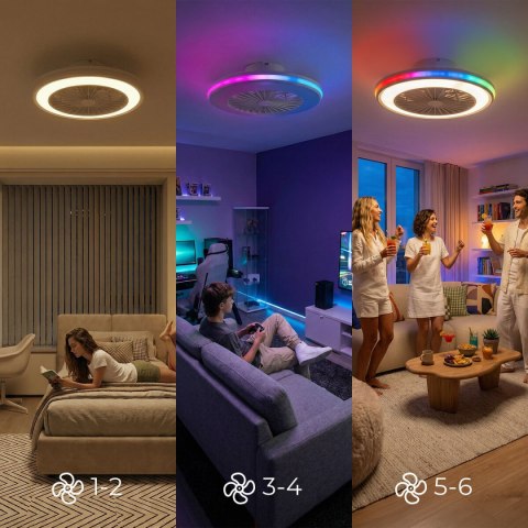Wentylator sufitowy z oświetleniem LED RGB, ukrytymi łopatkami i pilotem Nexory InnovaGoods