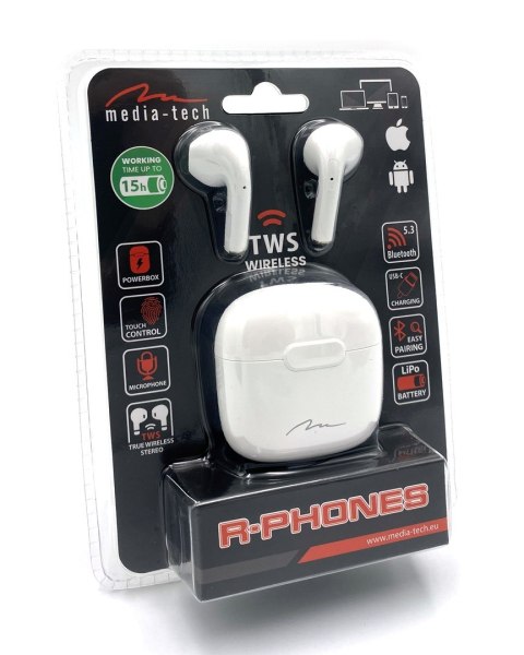 Słuchawki Media tech MT3589W (douszne; Bluetooth; z wbudowanym mikrofonem; kolor czarny