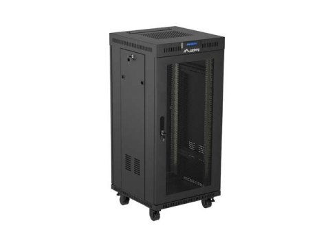 LANBERG SZAFA INSTALACYJNA RACK STOJĄCA 19" 24U 600X600 CZARNA DRZWI PERFOROWANE LCD (FLAT PACK) V2