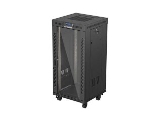 LANBERG SZAFA INSTALACYJNA RACK STOJĄCA 19" 24U 600X600 CZARNA DRZWI PRZESZKLONE LCD (FLAT PACK) V2