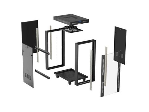 LANBERG SZAFA INSTALACYJNA RACK STOJĄCA 19" 24U 600X800 CZARNA DRZWI PRZESZKLONE LCD (FLAT PACK) V2