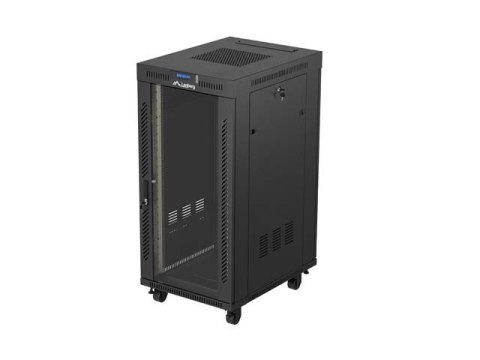 LANBERG SZAFA INSTALACYJNA RACK STOJĄCA 19" 24U 600X800 CZARNA DRZWI PRZESZKLONE LCD (FLAT PACK) V2