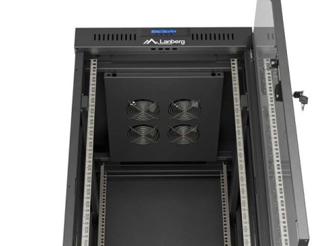 LANBERG SZAFA INSTALACYJNA RACK STOJĄCA 19" 24U 600X800 CZARNA DRZWI PRZESZKLONE LCD (FLAT PACK) V2
