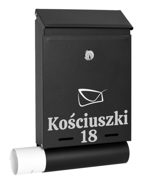 Skrzynka na listy HADVAR czarna z napisem