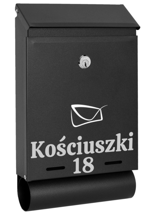 Skrzynka na listy HADVAR czarna z napisem