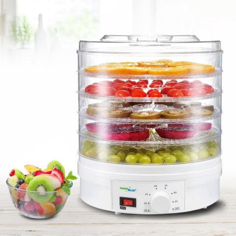 Suszarka do grzybów, warzyw i owoców GreenBlue GB190 (250W; kolor biały)