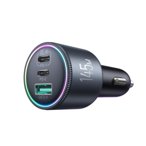 Ładowarka samochodowa USB-A USB-C z kablem 145W - ciemnoszara