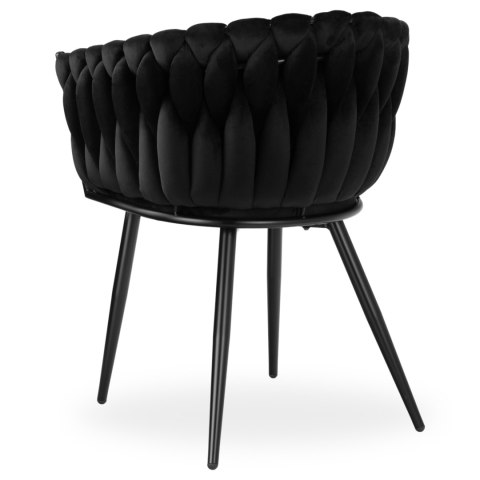 Krzesło welurowe plecione COFTON BLACK VELVET czarne